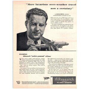 1943 Print Ad AiResearch Garrett Corp Airplane Comfort Protected Airliners WWII!